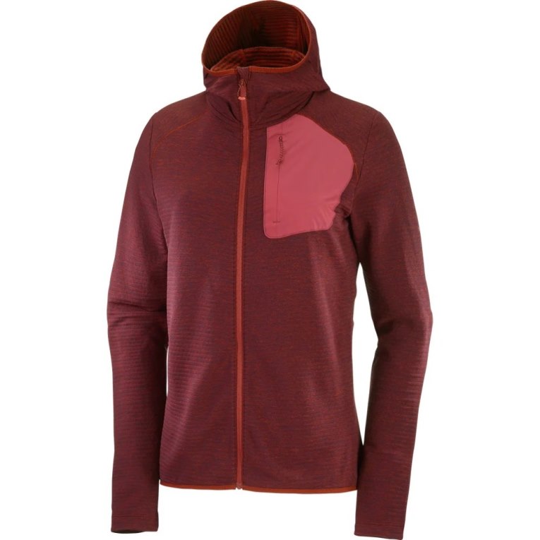 Salomon Essential Lightwarm Hooded Women's Jackets Burgundy | CA 31N84